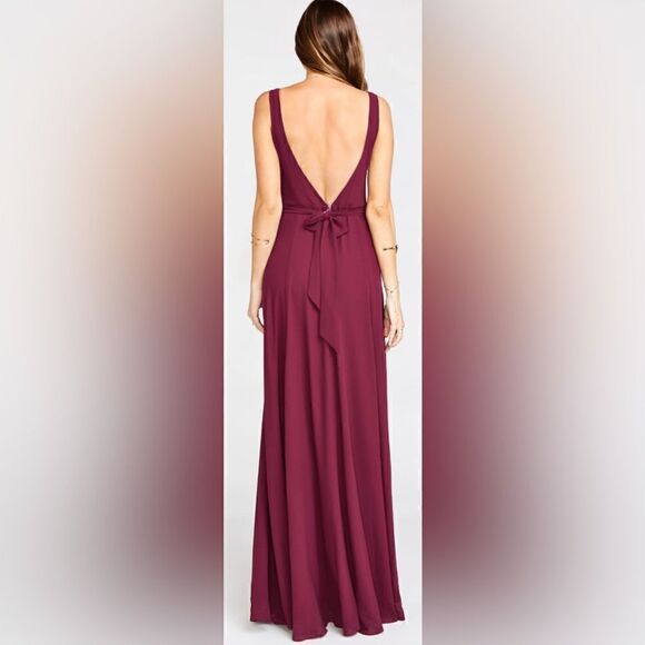 Show Me Your MuMu Jenn Maxi Sleeveless Bridesmaid Gown Dress in Merlot Chiffon M - Picture 14 of 14
